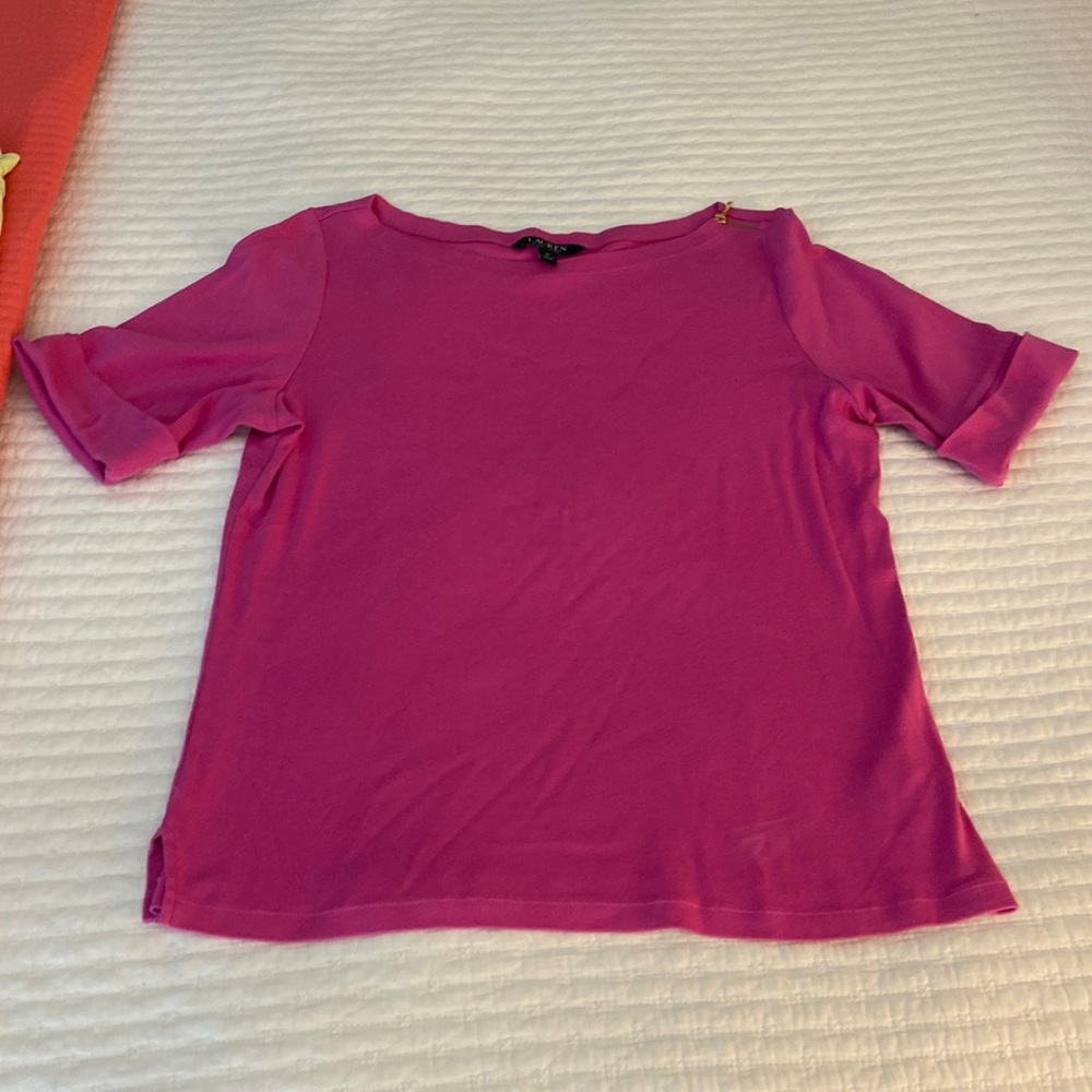 Lauren pink half sleeved dressy tee